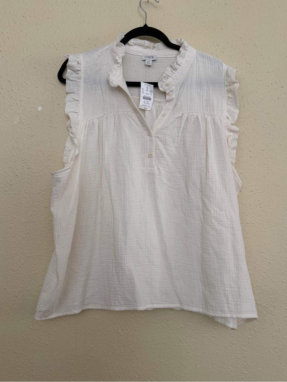 NWT | J.Crew | Gauze Smocked Ruffleneck Top Ivory - Size 2X - Picture 2 of 4